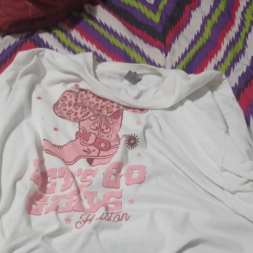 Let's Go Girls Houston Kids Shirt - White and Pink